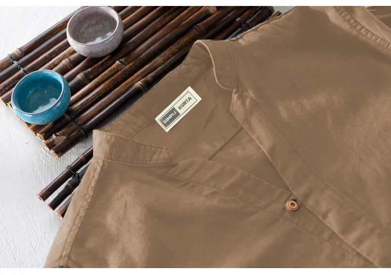 #A Men Cotton Long Sleeve Casual Shirt
