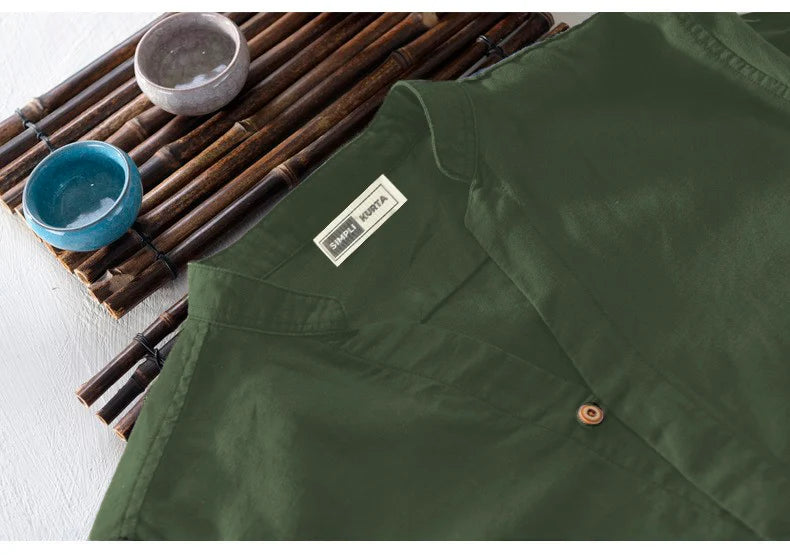 #A Men Cotton Long Sleeve Casual Shirt