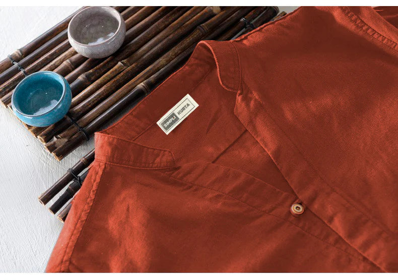 #A Men Cotton Long Sleeve Casual Shirt